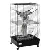 PawHut 42" Ferret Cage W/ Wheels Brakes, Hammocks, Black