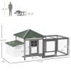 PawHut 77" Wooden Chicken Coop with Nesting Box, Cute Outdoor Hen House with Removable Tray, Ramp Run, for Garden Backyard, Gray
