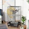 PawHut 42" Ferret Cage W/ Wheels Brakes, Hammocks, Black