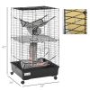 PawHut 42" Ferret Cage W/ Wheels Brakes, Hammocks, Black