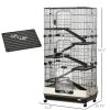 PawHut Small Animal Cage with Wheels, Portable Bunny Cage 6-Tier
