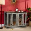 PawHut Large Furniture Style Dog Crate with Removable Panel Dark Walnut